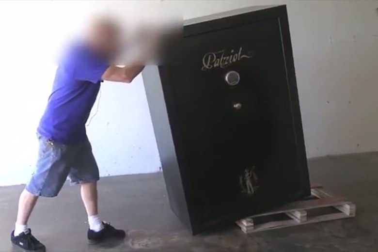 Easing a heavy gun safe onto the dolly